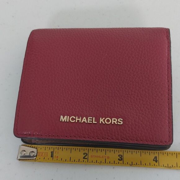 Michael Kors Bedford Brick Red Leather Carryall Card Case Wallet - Picture 9 of 10